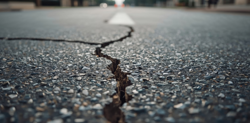 Ein Riss, der auf einer Straße erscheint